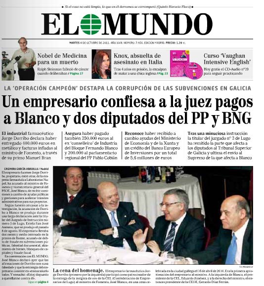 El Mundo anuncia el Caso Blanco